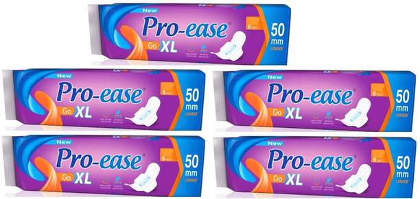 Pro-ease Go XL- 6+6+6+6+6 Sanitary Pad (Pack of 5) Sanitary Pad