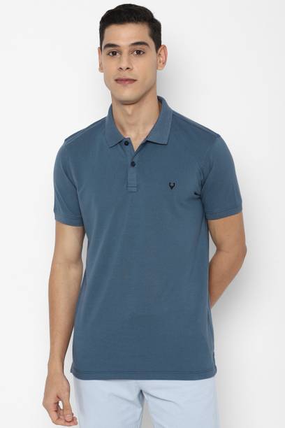 Men Solid Polo Neck Pure Cotton Grey T-Shirt