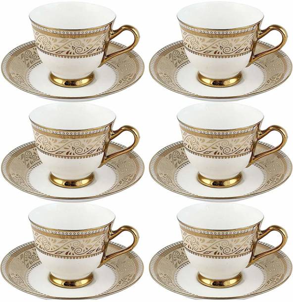 बनीबी Tableware Gold Cup saucer for tea coffee home kitchen office बोन चाइना