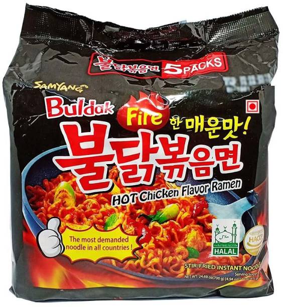 Samyang Buldak FIRE CHICKEN (Pack of 5) Ramen Instant Noodles Non-vegetarian