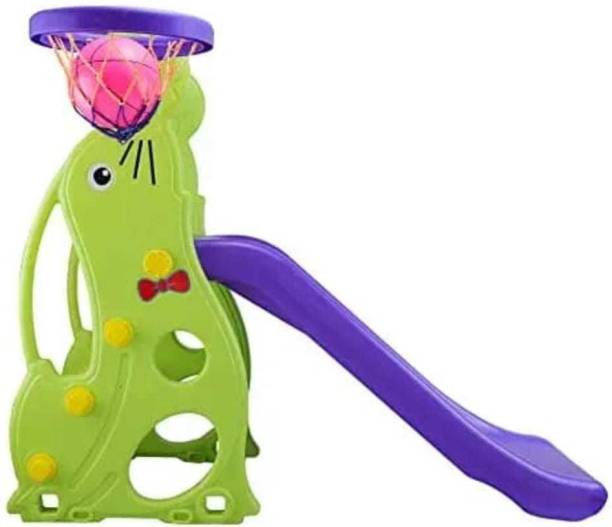 Mother's Love Dolphin Slide Along with One Basket Ball for Kids - Easy to Assemble and Use