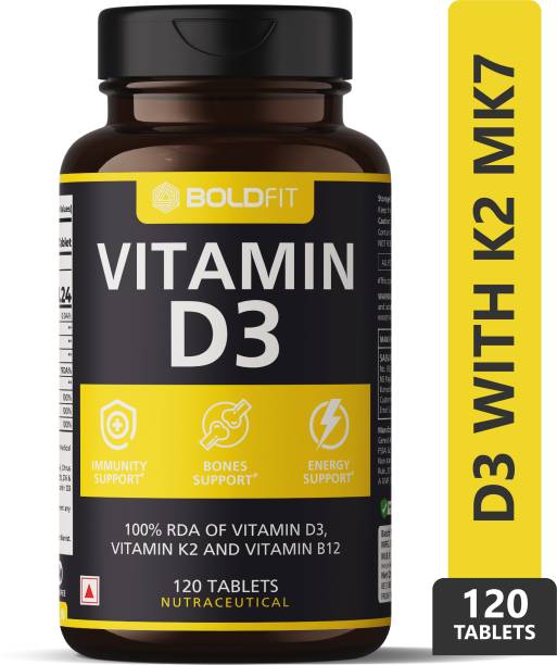 BOLDFIT Vitamin D3 Tablets With Vitamin K2 (MK7) & Vitamin B12 For Bone Support