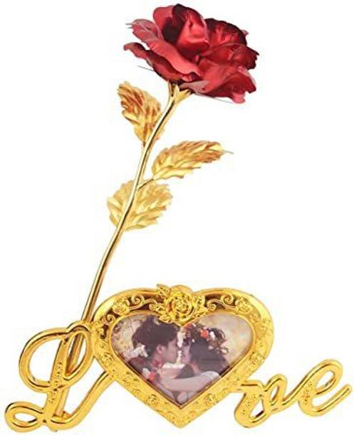 CANDYVILLA Red, Gold Rose Artificial Flower