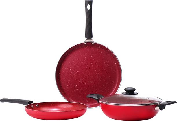 WONDERCHEF Valencia Non Stick - Red Induction Bottom Non-Stick Coated Cookware Set