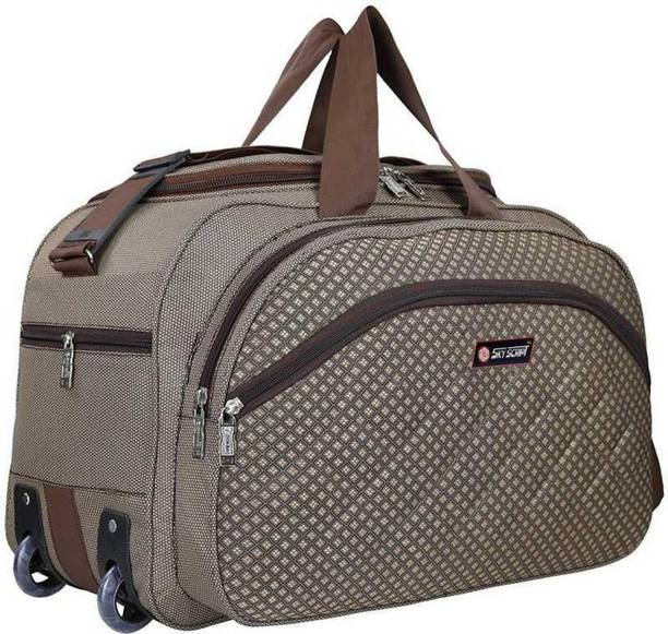 61 L Strolley Duffel Bag - 61 Polyester Waterproof Travel Duffle Bag With 2 Wheels for Men and Women. - Brown - Large Capacity