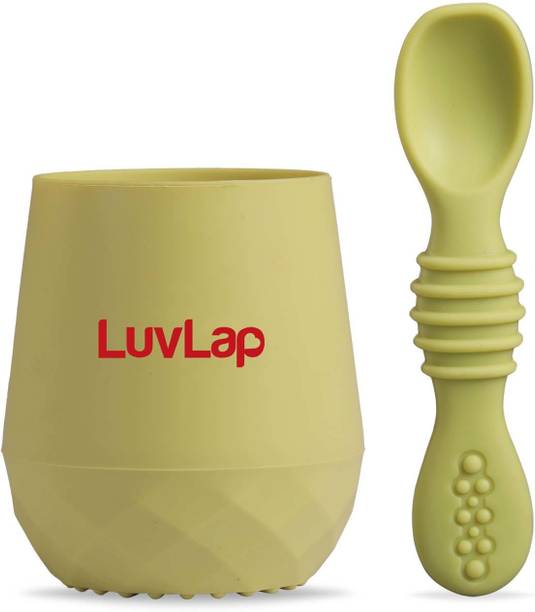 LuvLap Silicone Baby & Toddler Training Cup & Spoon, Unbreakable, BPA & Plastic Free,  - Food Frade Silicone