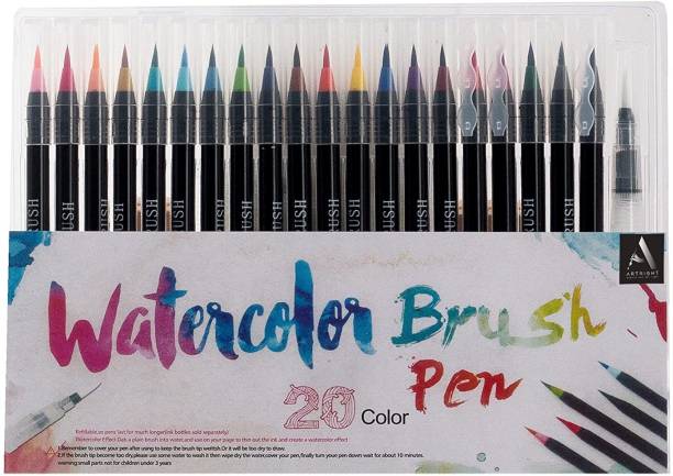 ArtRight Watercolor Pen brush,20 Colors Water for Coloring Books,Drawing and Artworks
