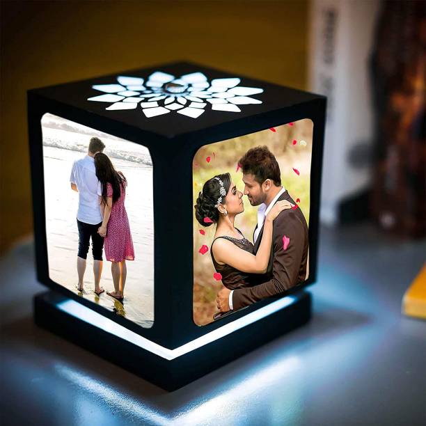 TheWhoop Rotating Table Lamp Your Photos/ Text Message Wooden Frame Best Gift Table Lamp
