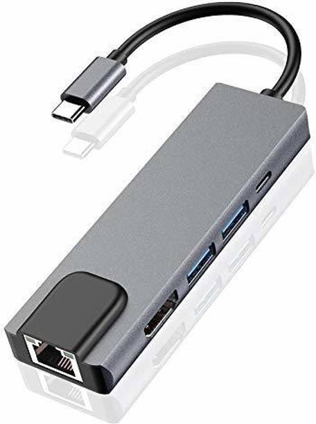 RuhZa Type C 5 in 1 Adapter, USB 3.1 (USB C) to HDMI+ Ethernet (RJ45) + USB 3.0. Type C 5 in 1 Adapter