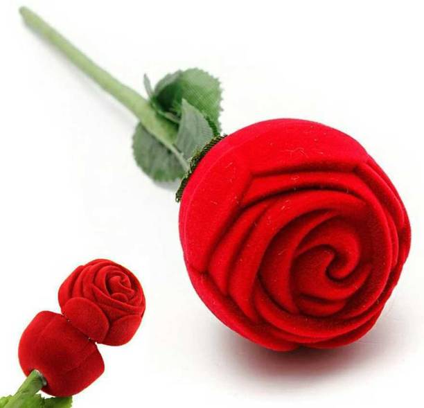 VIGHNAHARTA Valentine Proposal Red Rose Velvet Red Rose box Jewellery ( Ring ) Vanity Box