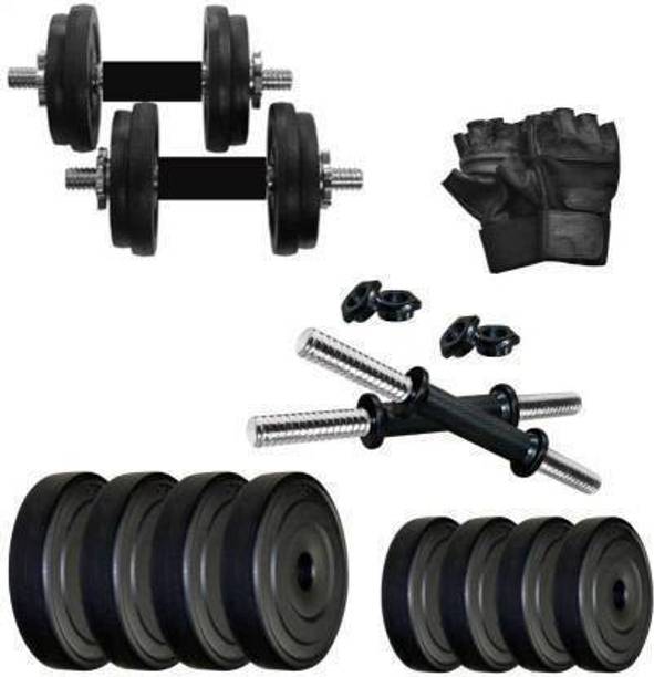 Tucker 10 KG Home Gym Combo (2.5 KG 4 PVC Plates + Rod + Gym Gloves) Fixed Weight Dumbbell