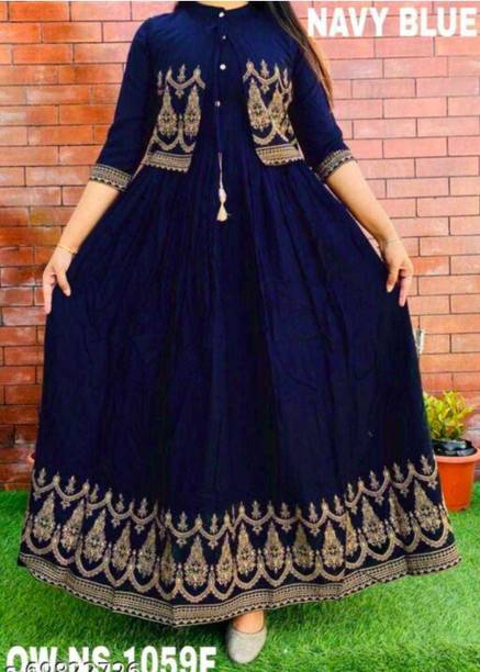 Printed Viscose Rayon Stitched Anarkali Gown