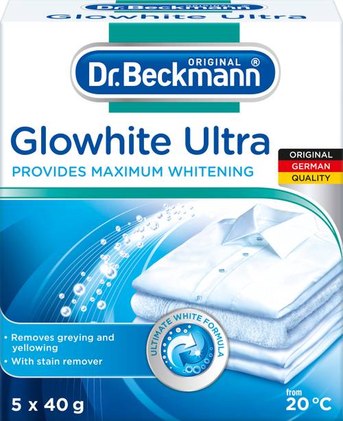Dr. Beckmann Glowhite Ultra with Stain Remover Removes Grey Discoloration & Yellowing Fabric Whitener