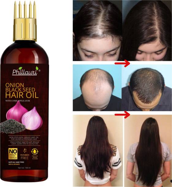 Phillauri Onion Hair Oil With Black Seed Oil Extracts - Controls Hair Fall 100ml Hair Oil