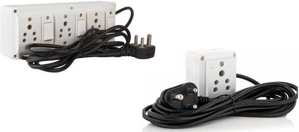 JELECTRICALS Two Extension board With Long Wire 4  Socket Extension Boards