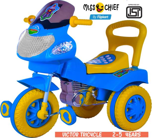 Miss & Chief by Flipkart TOYSPHERE VICTOR HEAVY DUTY BLUE # BIGGEST WHEELS # SAFEST #music & lights TOYSHPHERE VICTOR BLUE# SAFEST TRICYCLE # FOR 2-5 YEARS Tricycle