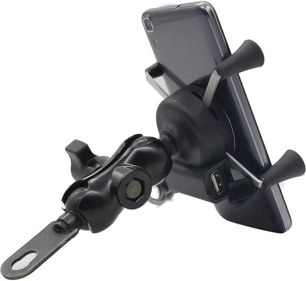 ASRYD X-Grip Bike Mobile Charger & Phone Holder (5V-2A Black) Bike Mobile Holder