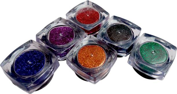 vizo Beautiful Sparkling Sexy Glamorous Eyeshadow Glitter Powder in 6 Colours Set 6 g