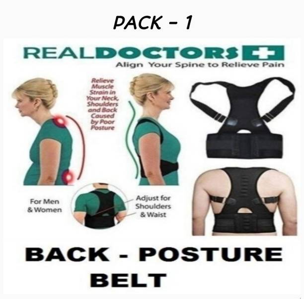 MAGNETIC POSTURE CORRECTOR BACK SUPPORT BELT POSTURE CORRECTOR BELT FOR MEN OR WOMEN BACK PAIN SUPPORT ( BLACK ) Posture Corrector