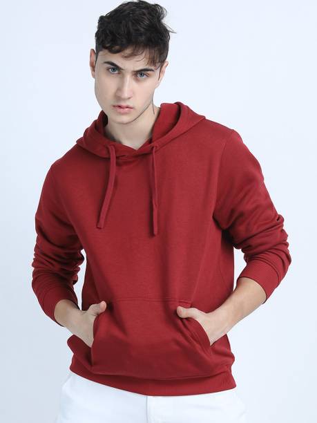 Men Full Sleeve Solid Reversible Hooded Sweatshirt