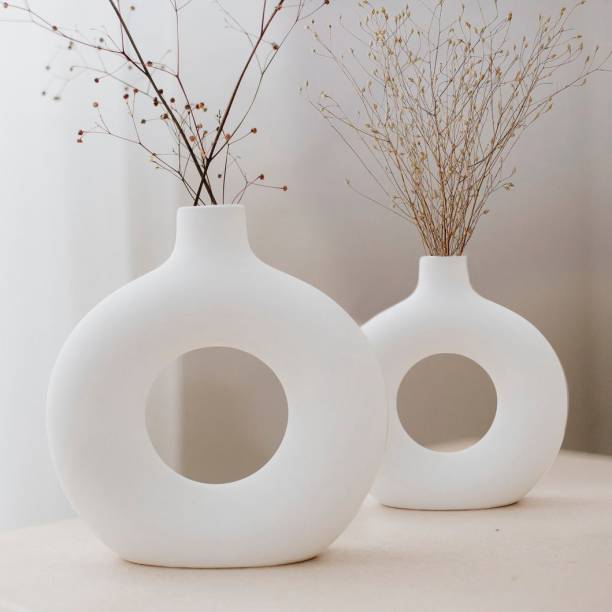 purezento Decorative Vases for Home Decor, Center Table, Flowers Pot, Bedroom Side Corners Ceramic Vase