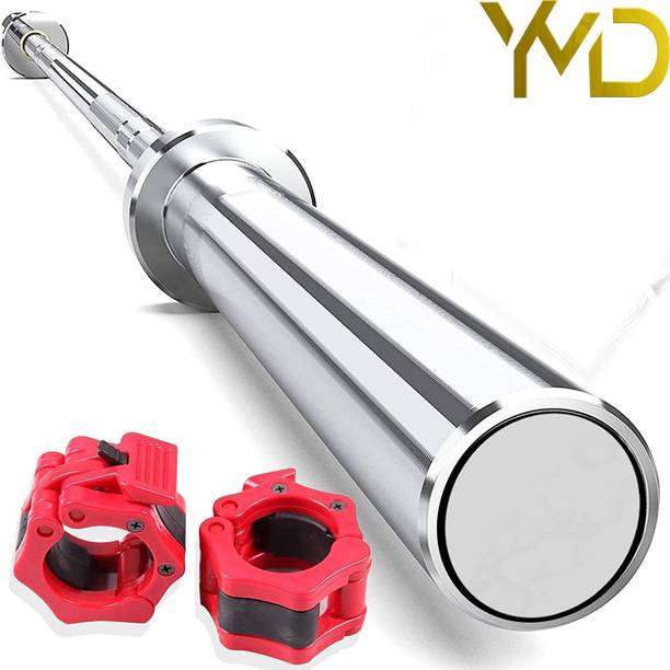 HACKERX 6 Feet Straight Olympic Barbell Rod 50mm Outer Dia with barbell clamp Weight Lifting Bar