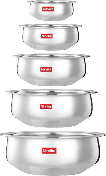 Nirvika Stainless Steel Handi Set tapeli/pateli/tope serving bowl Cookware set Cookware Set