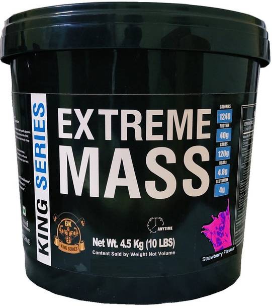 Gk King Series Extreme Mass Gainer For Bulk Gain (Strawberry 10lbs) Weight Gainers/Mass Gainers