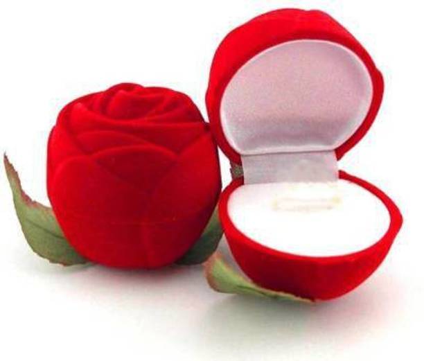 Kriti Valentine Day Rose! Rose Flower Ring Case! Gift Box! Red Rose Artificial flower Ring Box Vanity Box