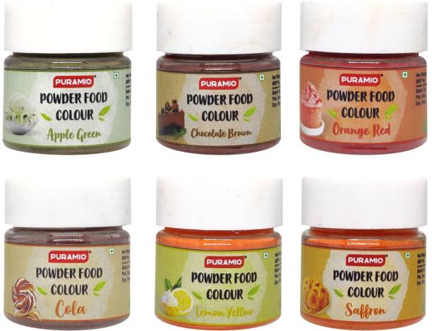 PURAMIO Powder Food Colours, 20g Each, (Pack of 6)- Multicolor
