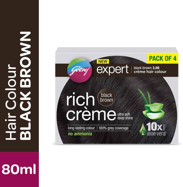 Godrej Expert Rich Creme Hair Colour Pack of 4 , Black Brown