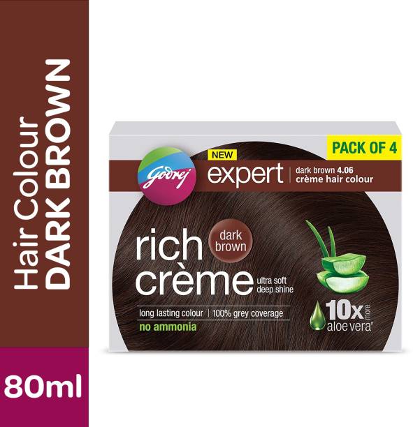 Godrej Expert Rich Creme Hair Colour Pack of 4 , Dark Brown