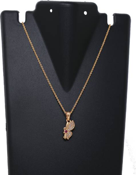 BELWICK Rose Gold American Diamond Pendant For Woman And Girl Gold-plated Diamond Brass Pendant