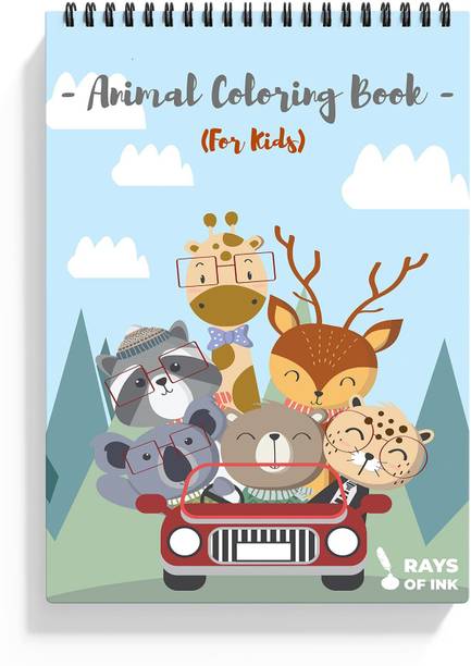 Rays Of Ink Animal Doodle Coloring Book For Kids | Ideal Gift For 4-9 Years Old | Sketch Pad