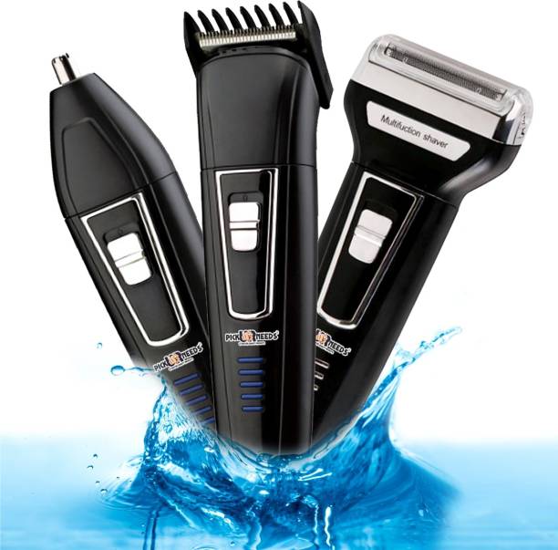 Pick Ur Needs Professional Shaver, 3 in 1 Beard, Nose and Ear Waterproof Trimmer Grooming Kit 30 min  Runtime 3 Length Settings