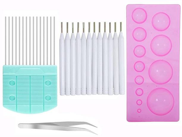 DEZIINE 15Pcs Paper Quilling Tools Kit 5in1 Different Size Quilling Comb DIY Decoration