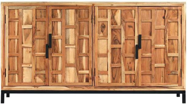 SMAART CRAAFTS Acacia Wood Sideboard with 4 Door Storage Wooden Furniture (WxDxH:60x35x76cm) Solid Wood Free Standing Sideboard