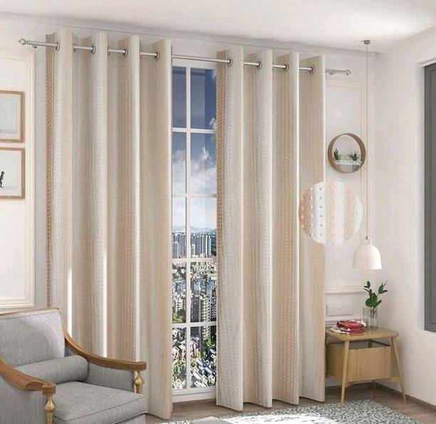 Sehbhagi 214 cm (7 ft) Polyester Semi Transparent Door Curtain (Pack Of 2)