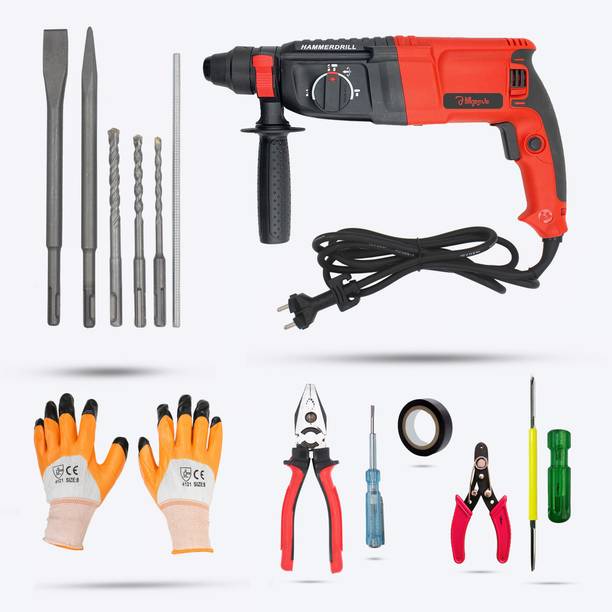 Hillgrove HGCM31M2 1200W-26mm Hammer Drill Machine with 5Pcs Hand Tool Kit, SDS Plus Drill Power & Hand Tool Kit