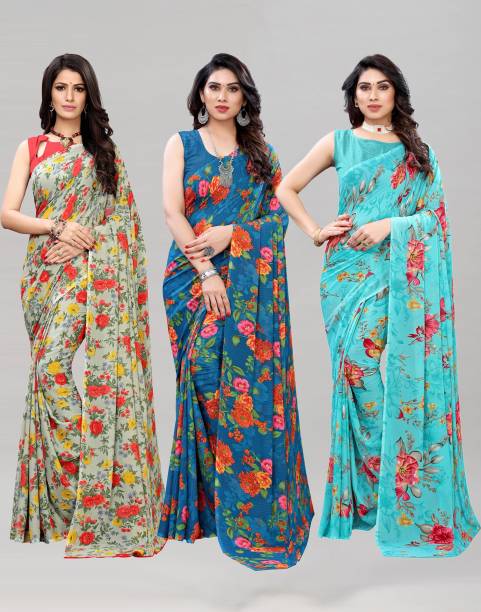 Floral Print Bollywood Georgette Saree Price in India