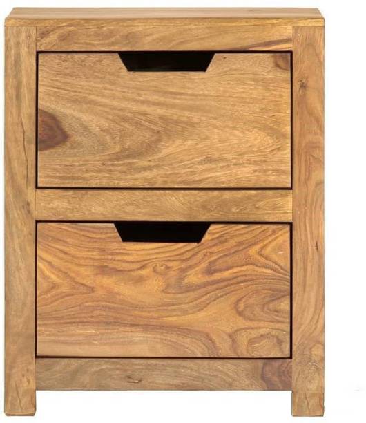 SMAART CRAAFTS Bedroom Bedside Table Storage Cabinet with 2 Drawer (WxDxH: 39 x 34 x 49.5 cm) Solid Wood Side Table