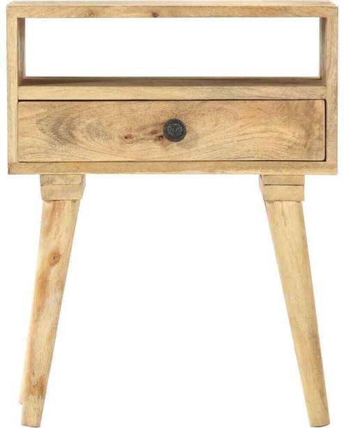 SMAART CRAAFTS Bedside Table Storage Cabinet with 1 Drawer & 1 Compartment Solid Wood Bedside Table