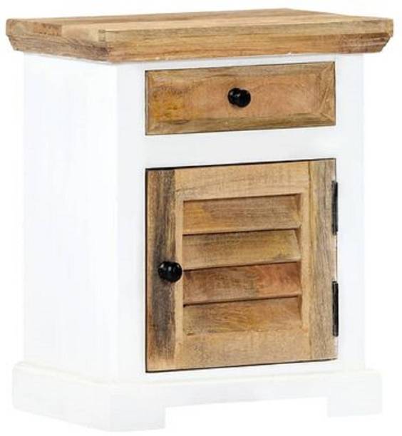 SMAART CRAAFTS Bedside Dual tone Table Cabinet 1 Drawer & 1 Door Solid Wood Side Table