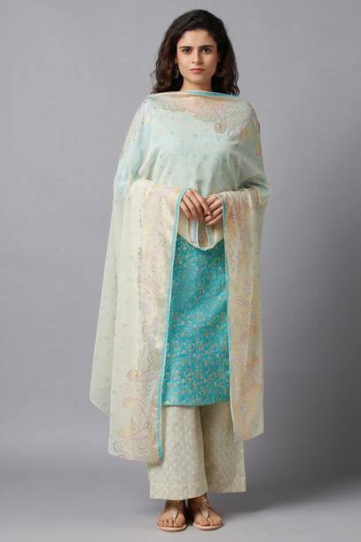 Georgette Geometric Print White Women Dupatta