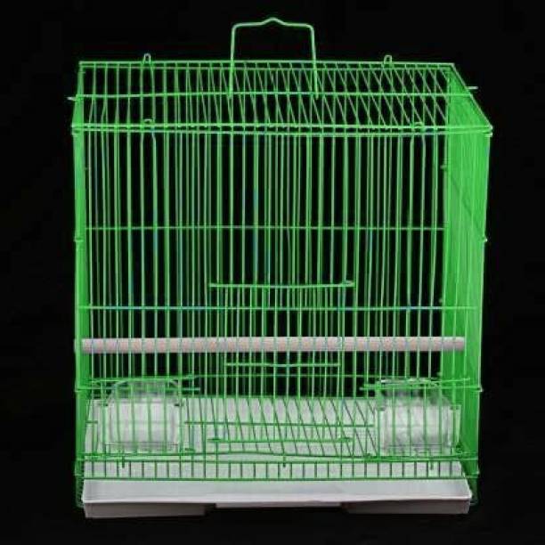 VAYINATO 1 Feet Green Color Square Cage With White Cleaning Tray Suitable for Small Birds Bird House