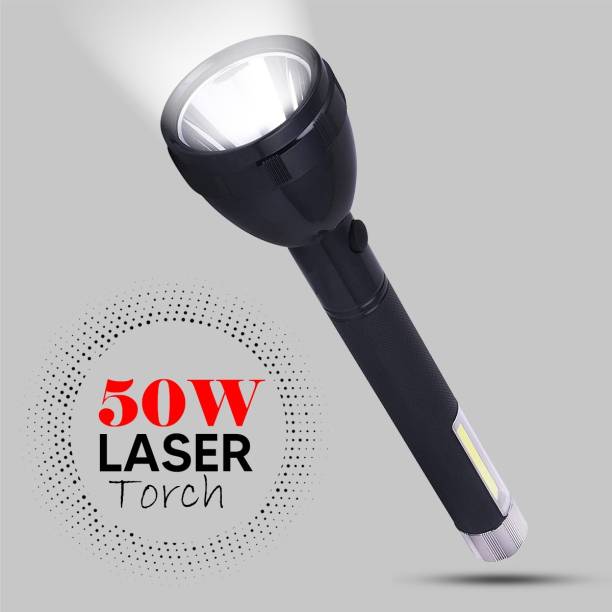 Make Ur Wish Dual Mode Power Full Led Rechargeable Long Range Torch Up to 1 Km With BackLight Torch Emergency Light