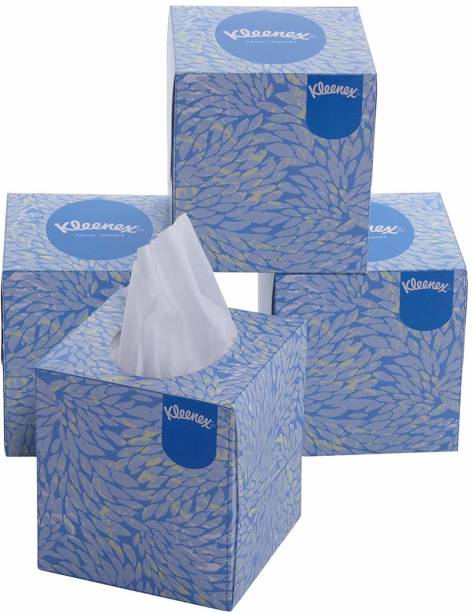 Kleenex Facial Tissue Cube 60040-2 ply Face Tissue - 4 Tissue Boxes x 50 Facial Tissues - Sheet Size (200 facial tissues)