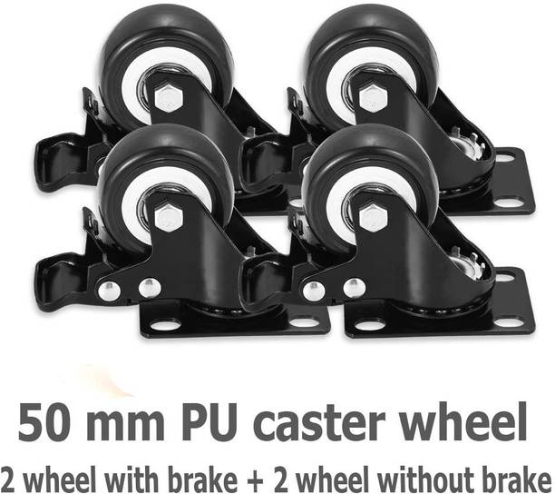 VicTac 360' Revolving Heavy Duty Furniture PU Caster Set of 4, Scratch Proof 50mm Swivel Furniture Caster