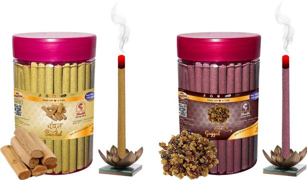 Shankh Sandal & Guggal Dhoop Stick (Incense Stick) Pack 200 gram (100 + 100) Fragrances Sandal (Chandan), Guggal