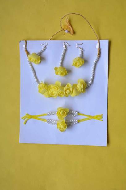 Anjali Creations Plastic, Paper Yellow Jewellery Set